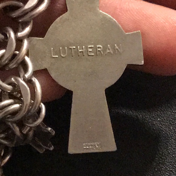 Silver Charm Bracelet with Cross and Lassies Charms - Picture 6 of 13